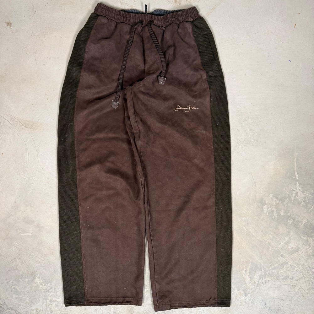 Sean John Mens Vintage‎ Suede Track Pants Brown Y2K Baggy Streetwear medium